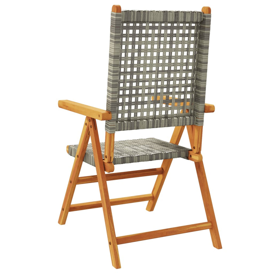 Tuinstoelen 4 st verstelbaar poly rattan en massief hout grijs