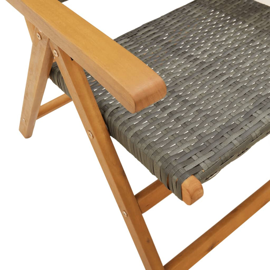 Tuinstoelen 4 st verstelbaar poly rattan en massief hout grijs