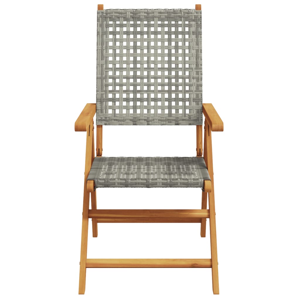 Tuinstoelen 6 st verstelbaar poly rattan en massief hout grijs