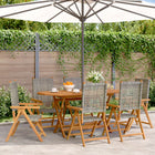 Garden chairs 6 pcs adjustable poly rattan and solid wood grey