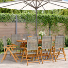 Garden chairs 8 pcs adjustable poly rattan and solid wood grey