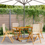 Tuinstoelen 4 st poly rattan acaciahout beige verstelbaar