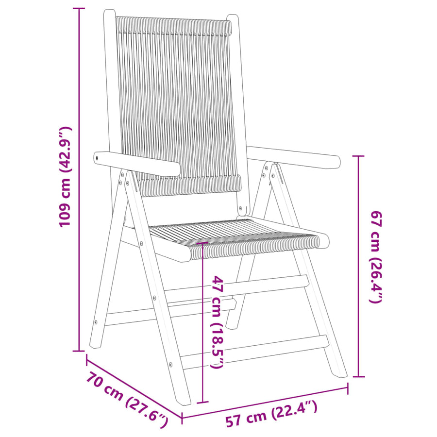 Tuinstoelen 4 st verstelbaar massief acaciahout zwart