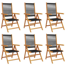 Tuinstoelen 6 st verstelbaar massief acaciahout zwart