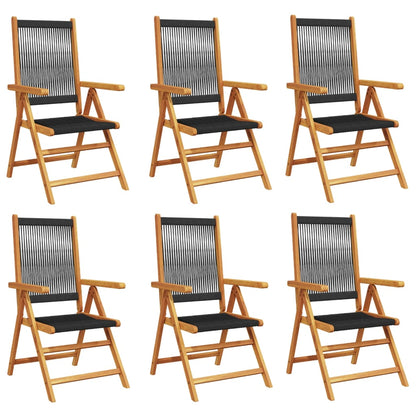 Tuinstoelen 6 st verstelbaar massief acaciahout zwart