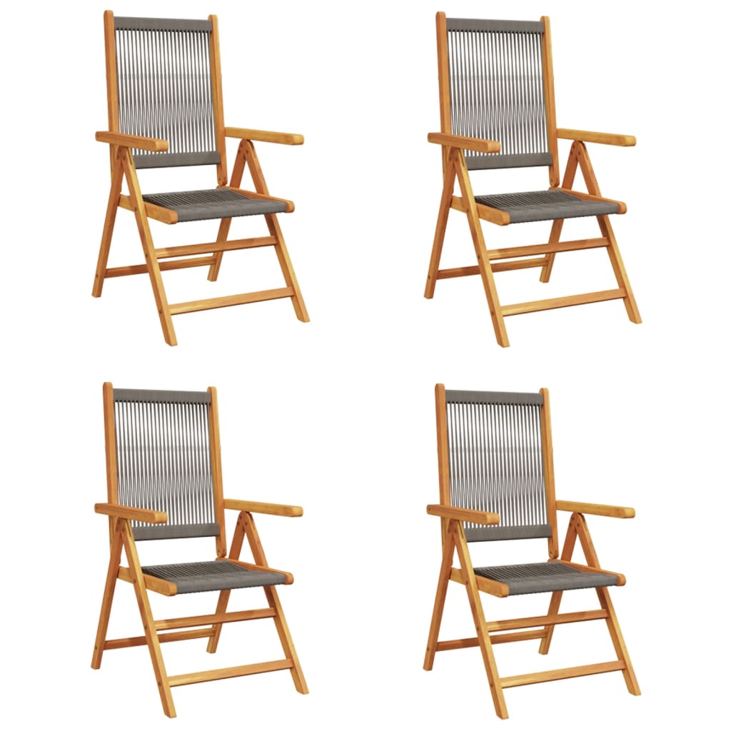 Tuinstoelen 4 st verstelbaar massief acaciahout grijs