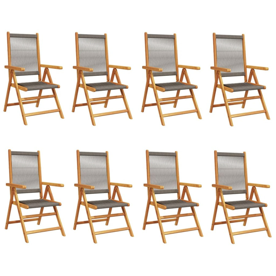 Tuinstoelen 8 st verstelbaar massief acaciahout grijs