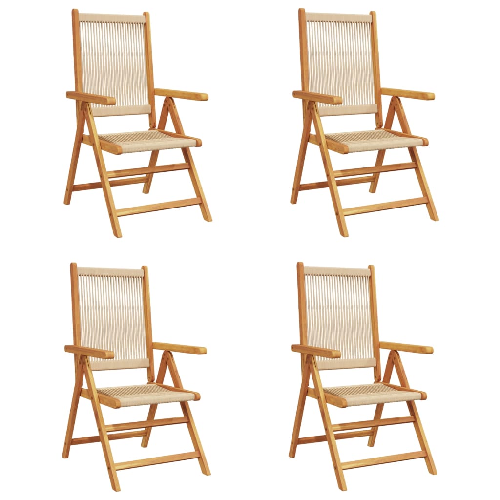 Tuinstoelen 4 st verstelbaar massief acaciahout beige
