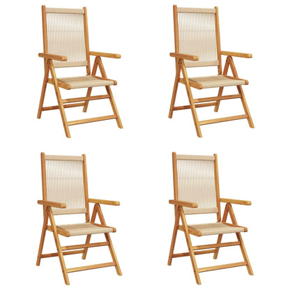 Tuinstoelen 4 st verstelbaar massief acaciahout beige