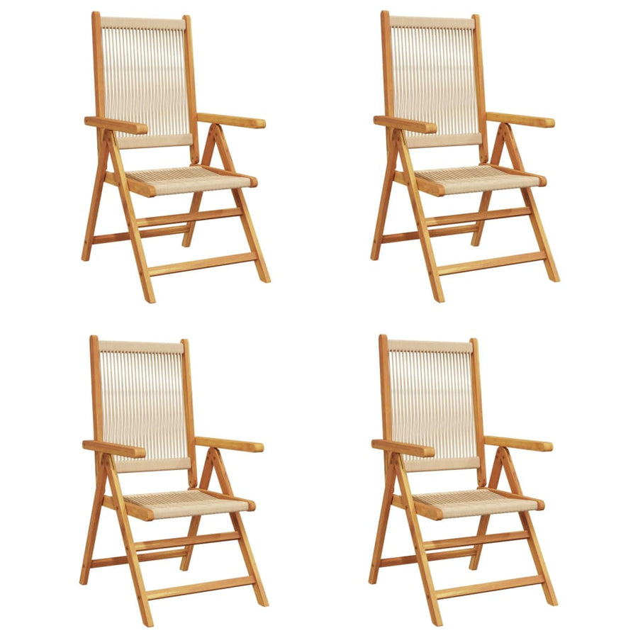 Tuinstoelen 4 st verstelbaar massief acaciahout beige