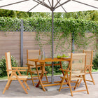 Garden Chairs 4 pcs Adjustable Solid Acacia Wood Beige