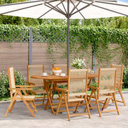 Tuinstoel 6 st massief acaciahout verstelbaar beige