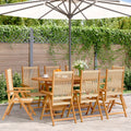 Garden chairs 8 pcs adjustable solid acacia wood beige