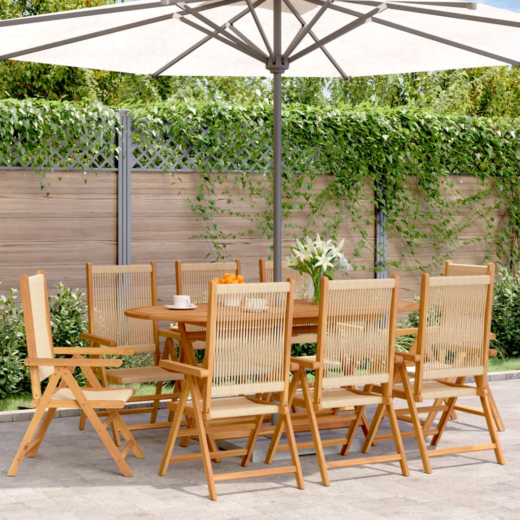 Tuinstoelen 8 st verstelbaar massief acaciahout beige