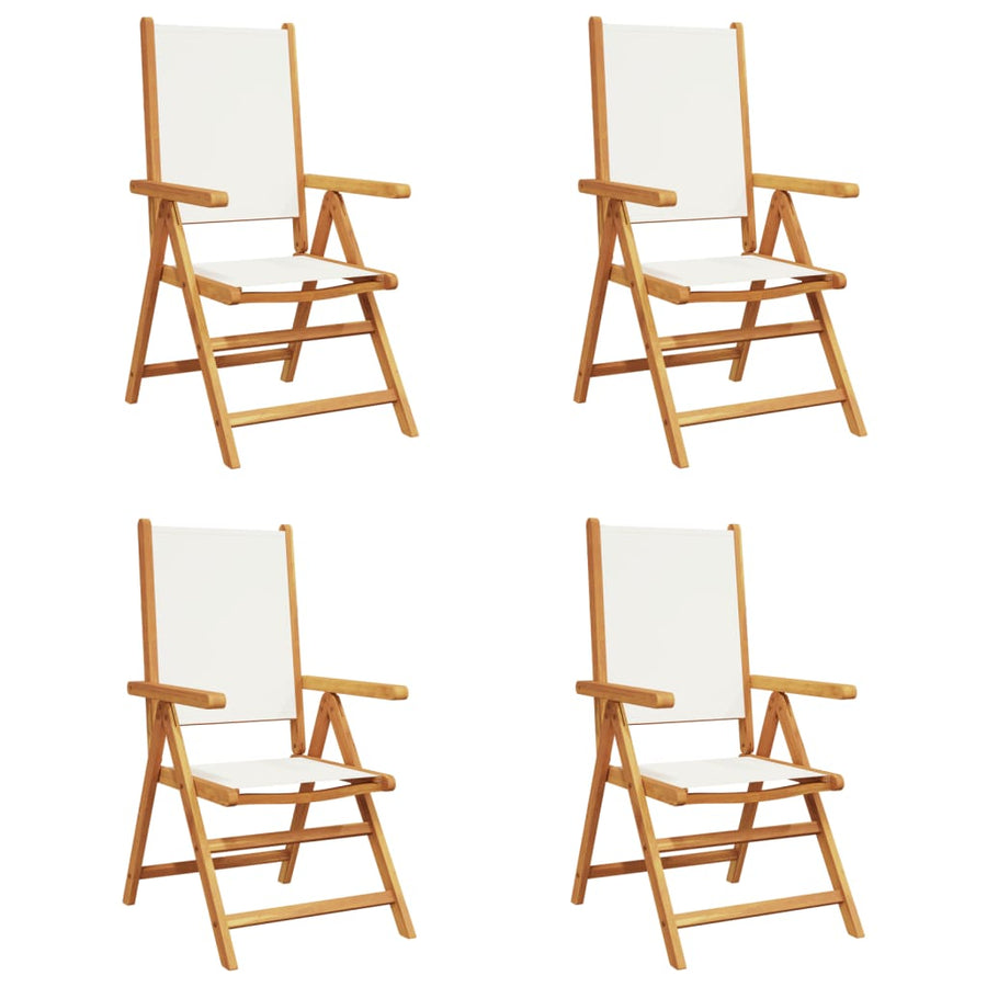 Tuinstoelen 4 st massief hout en stof crèmewit