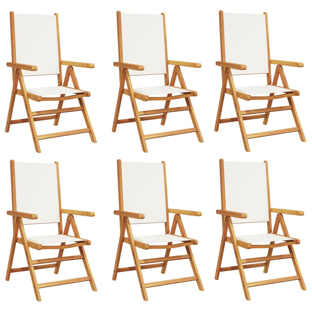 Tuinstoelen 6 st massief hout en stof crèmewit