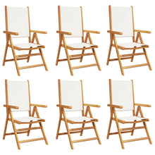 Tuinstoelen 6 st massief hout en stof crèmewit