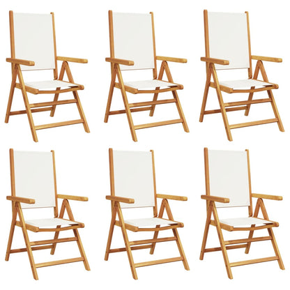 Tuinstoelen 6 st massief hout en stof crèmewit