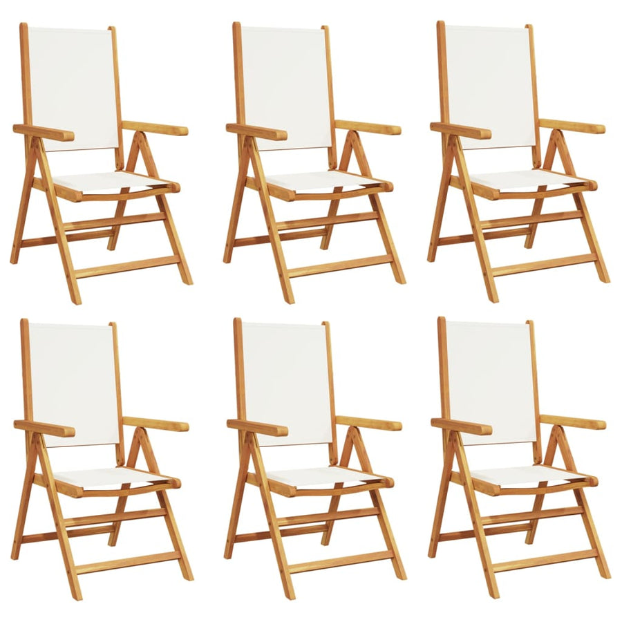 Tuinstoelen 6 st massief hout en stof crèmewit
