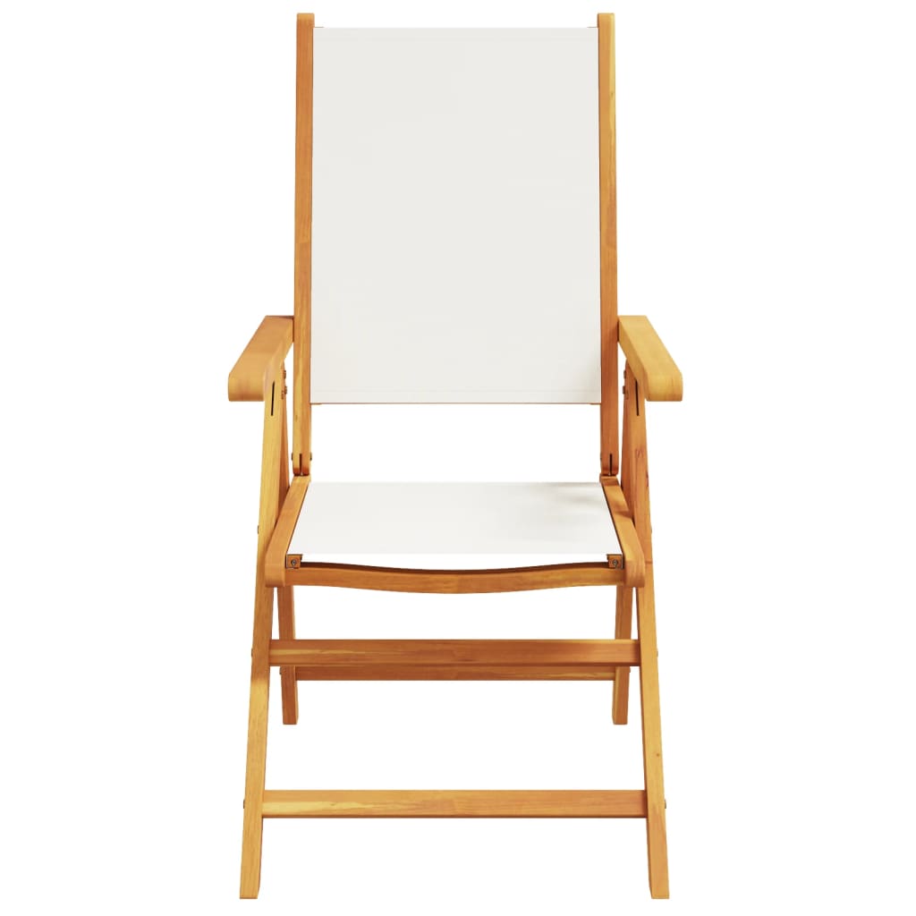 Tuinstoelen 6 st massief hout en stof crèmewit