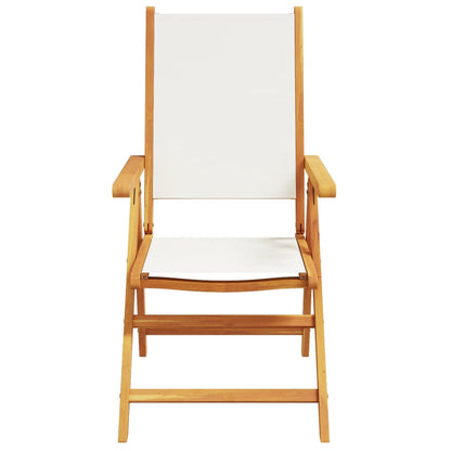 Tuinstoelen 8 st verstelbaar massief hout en stof crèmewit