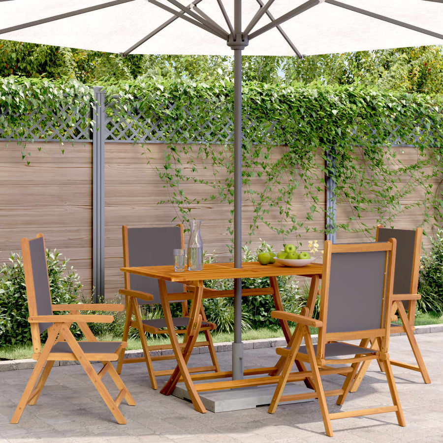 Tuinstoelen 4 st verstelbaar hout en stof antracietkleurig
