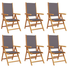 Tuinstoelen 6 st verstelbaar hout en stof antracietkleurig