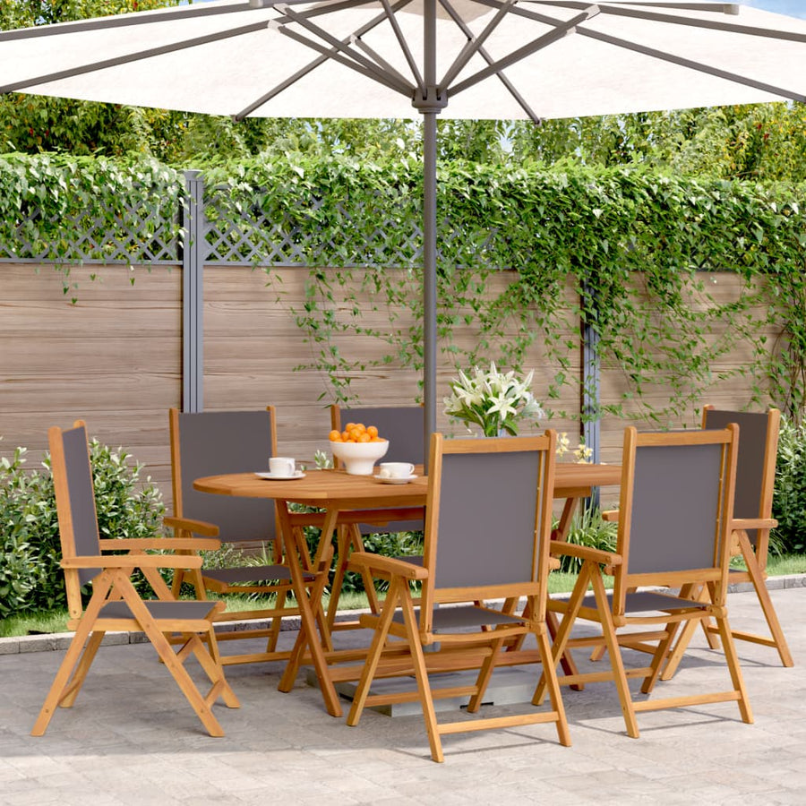 Tuinstoelen 6 st verstelbaar hout en stof antracietkleurig