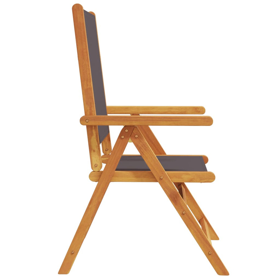 Tuinstoelen 8 st verstelbaar hout en stof antracietkleurig