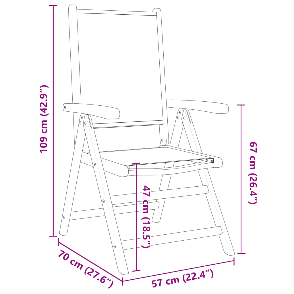Tuinstoelen 8 st verstelbaar hout en stof antracietkleurig
