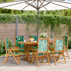 Garden chairs 6 pcs adjustable solid wood and fabric green