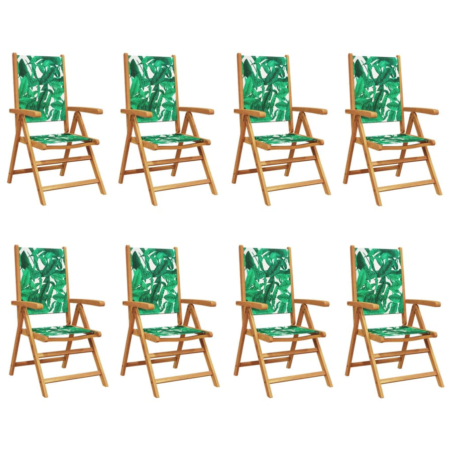 Tuinstoelen 8 st verstelbaar massief hout en stof groen
