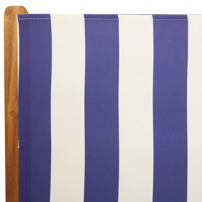 Tuinstoelen 4 st verstelbaar massief hout en stof blauw en wit