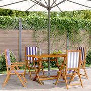 Tuinstoelen 4 st massief acaciahout verstelbaar blauw wit