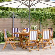 Tuinstoelen 6 st massief acaciahout verstelbaar blauw wit