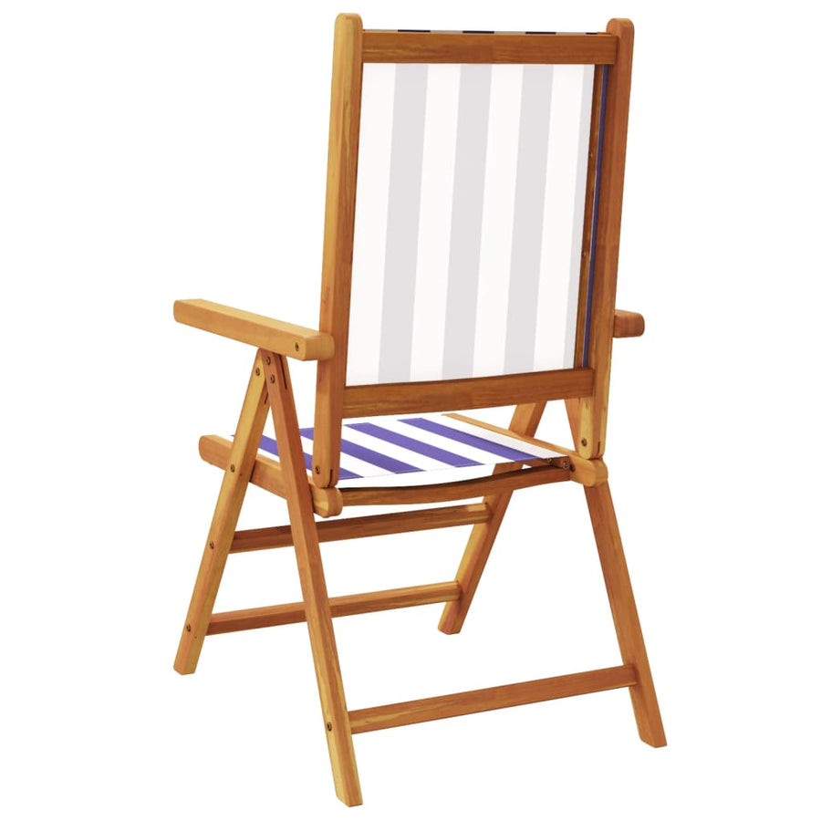 Tuinstoelen 8 st verstelbaar massief hout en stof blauw en wit