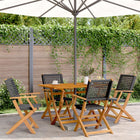 Garden chairs 4 pcs foldable poly rattan and solid wood black