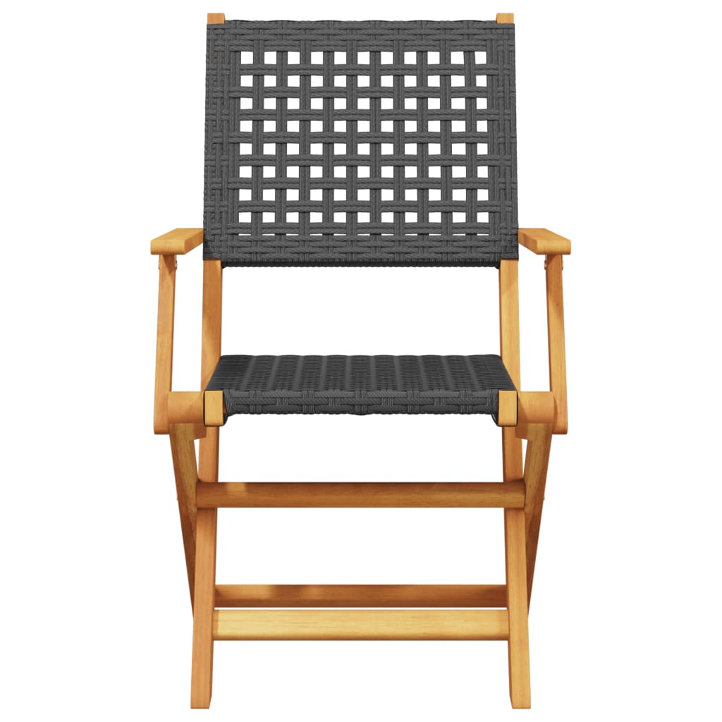 Tuinstoelen 6 st inklapbaar poly rattan en massief hout zwart
