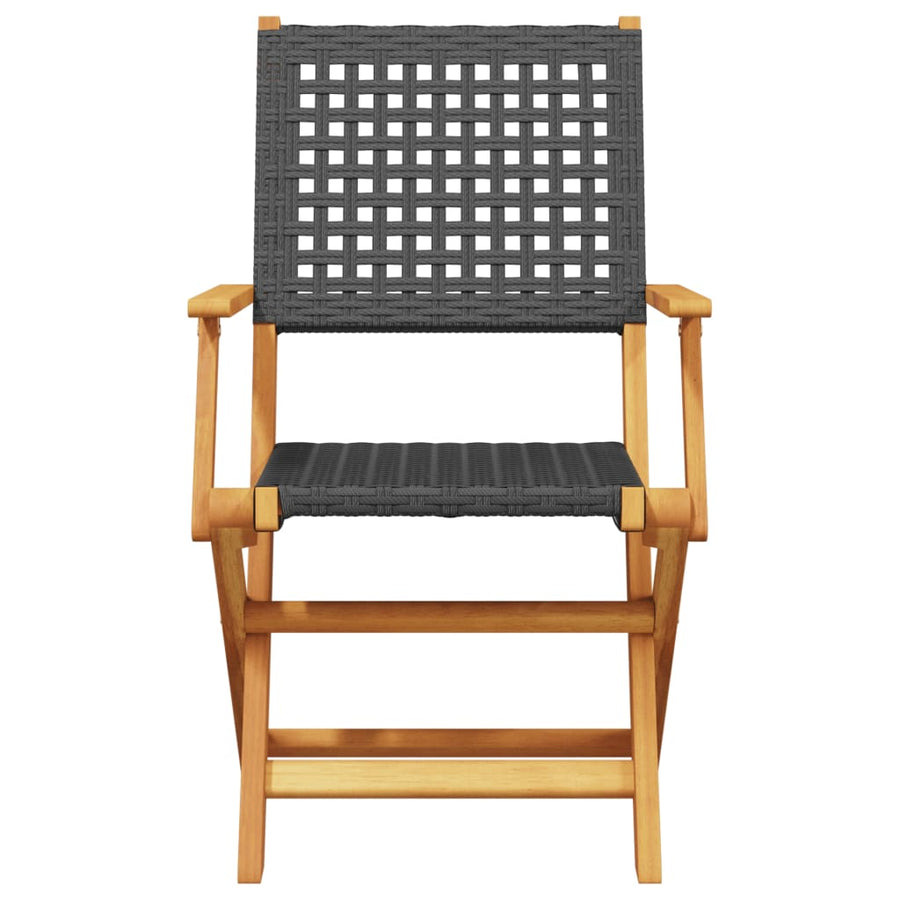 Tuinstoelen 6 st inklapbaar poly rattan en massief hout zwart