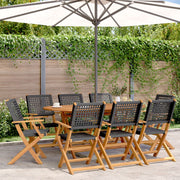 Tuinstoelen 8 st inklapbaar poly rattan massief hout zwart