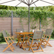 Tuinstoelen 4 st inklapbaar poly rattan massief hout grijs