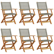 Tuinstoelen 6 st inklapbaar poly rattan en massief hout grijs