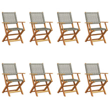 Tuinstoelen 8 st inklapbaar poly rattan en massief hout grijs