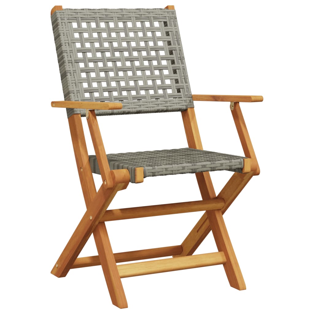 Tuinstoelen 8 st inklapbaar poly rattan en massief hout grijs
