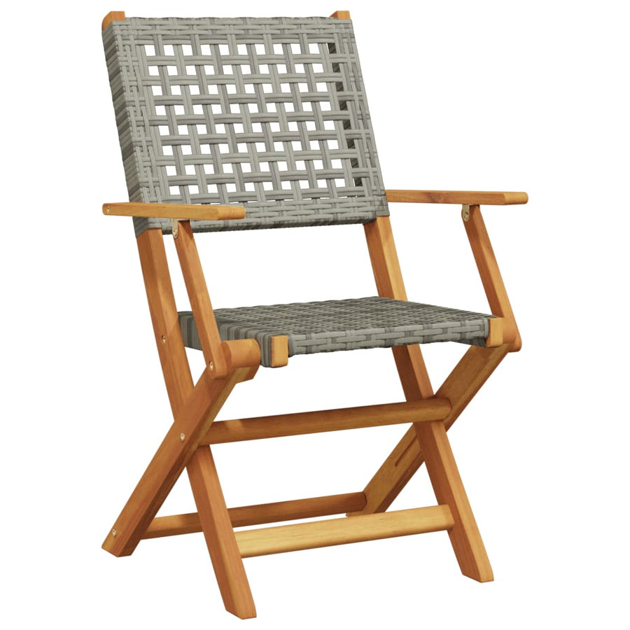 Tuinstoelen 8 st inklapbaar poly rattan en massief hout grijs