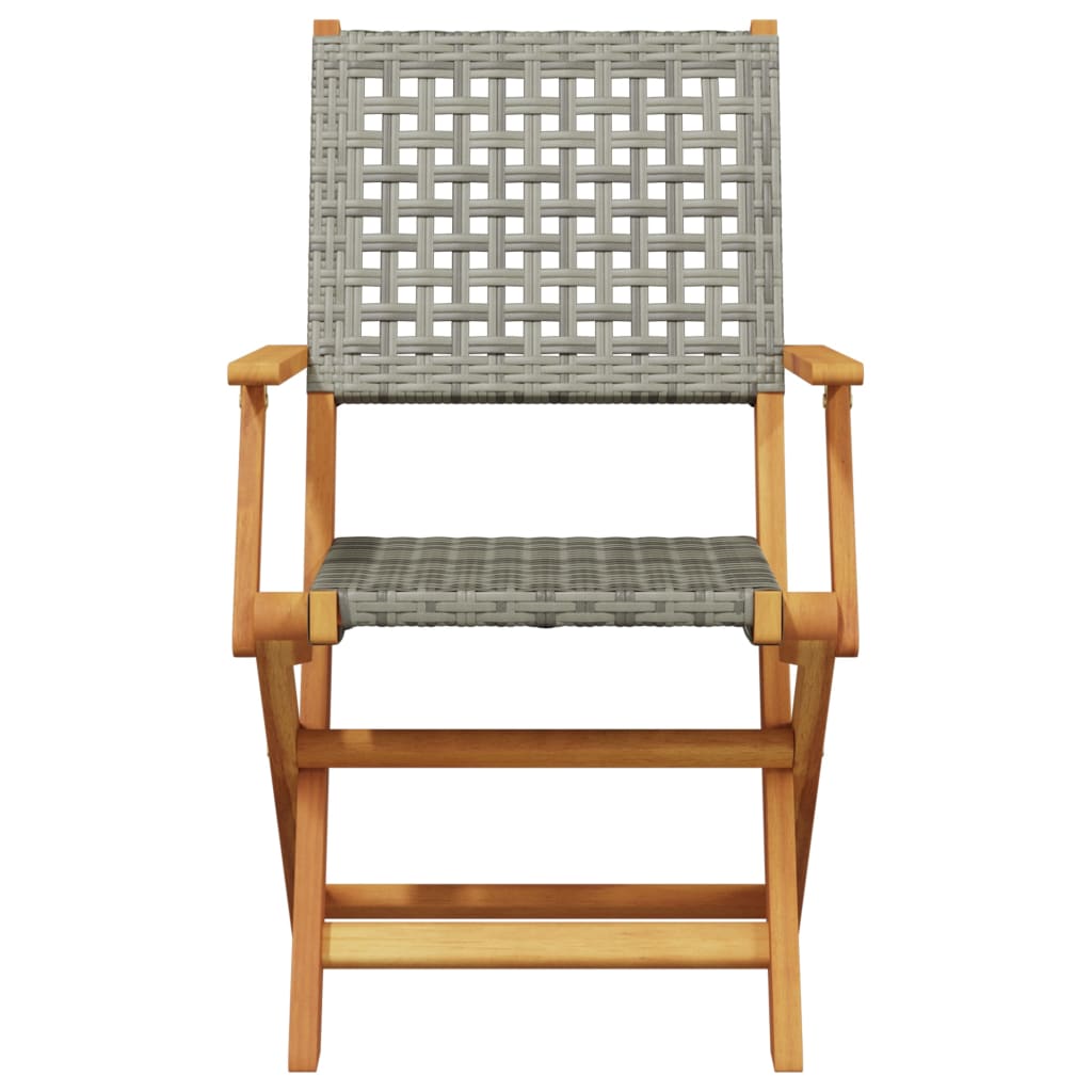 Tuinstoelen 8 st inklapbaar poly rattan en massief hout grijs