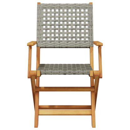 Tuinstoelen 8 st inklapbaar poly rattan en massief hout grijs