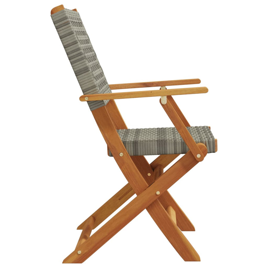 Tuinstoelen 8 st inklapbaar poly rattan en massief hout grijs