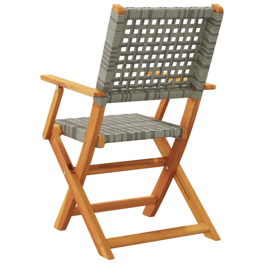 Tuinstoelen 8 st inklapbaar poly rattan en massief hout grijs