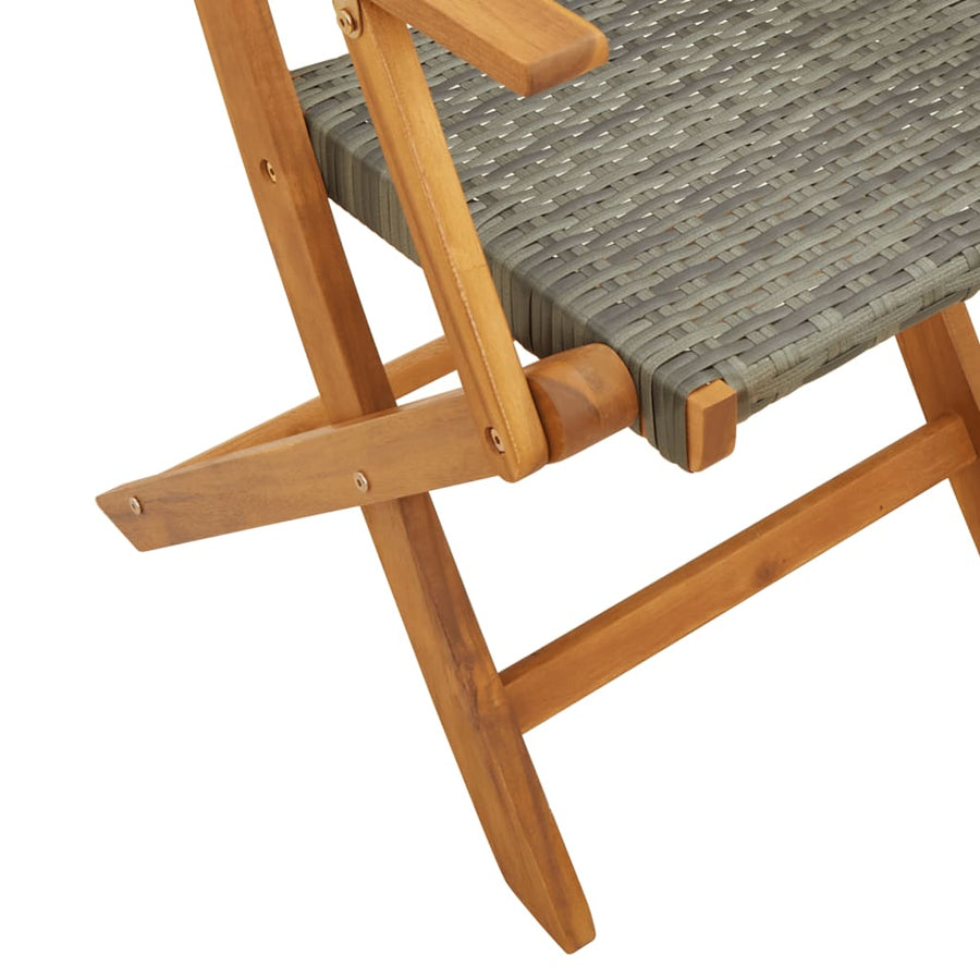 Tuinstoelen 8 st inklapbaar poly rattan en massief hout grijs